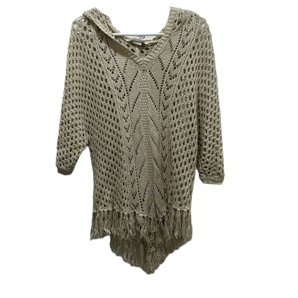 American Rag Crochet Hooded Boho Sweater, Size S/M